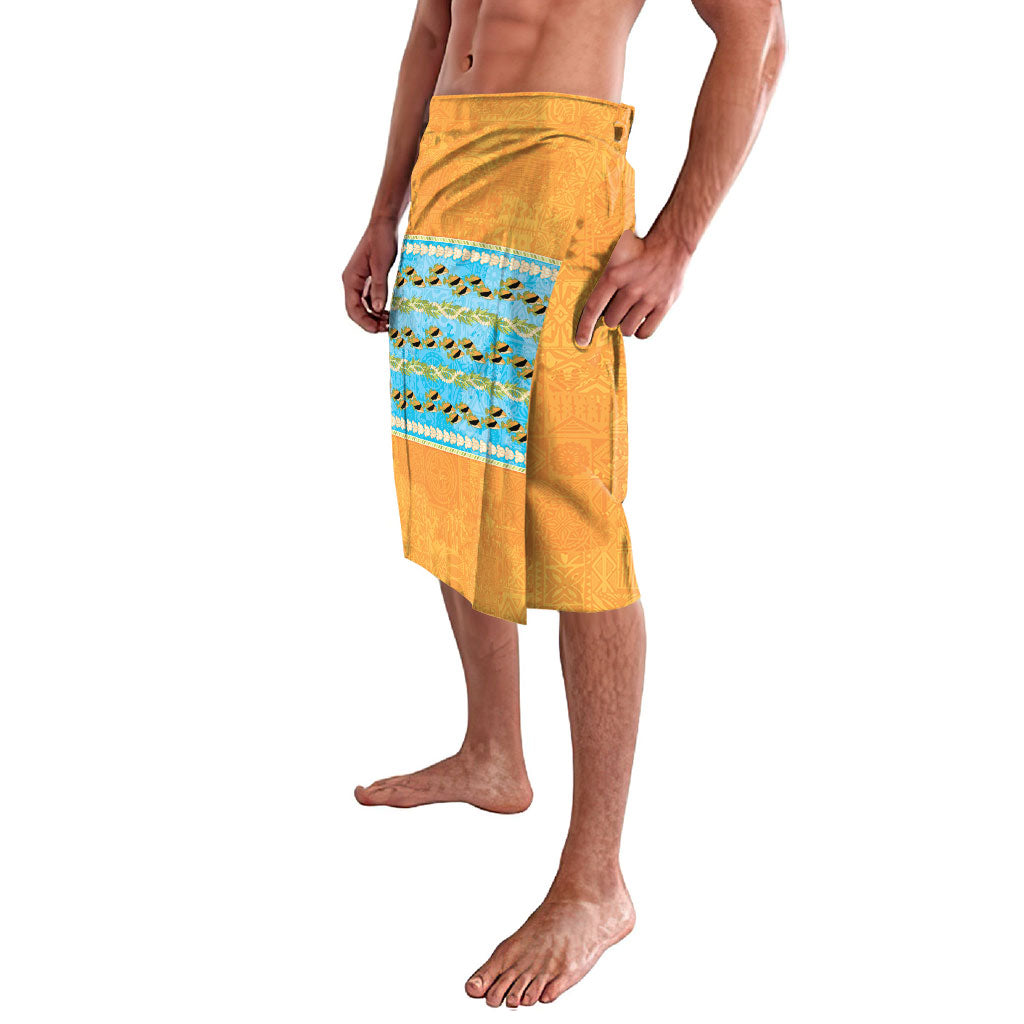 Hawaii Humuhumu Fish Maile Pikake Lei Lavalava Tribal Tapa Orange Version