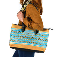 Hawaii Humuhumu Fish Maile Pikake Lei Leather Tote Bag Tribal Tapa Orange Version