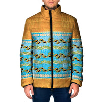 Hawaii Humuhumu Fish Maile Pikake Lei Padded Jacket Tribal Tapa Orange Version