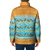 Hawaii Humuhumu Fish Maile Pikake Lei Padded Jacket Tribal Tapa Orange Version