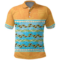 Hawaii Humuhumu Fish Maile Pikake Lei Polo Shirt Tribal Tapa Orange Version