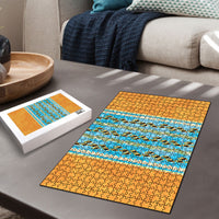 Hawaii Humuhumu Fish Maile Pikake Lei Puzzle Tribal Tapa Orange Version