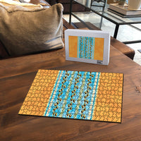 Hawaii Humuhumu Fish Maile Pikake Lei Puzzle Tribal Tapa Orange Version