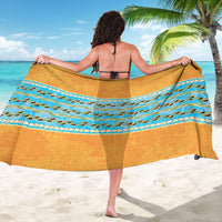 Hawaii Humuhumu Fish Maile Pikake Lei Sarong Tribal Tapa Orange Version