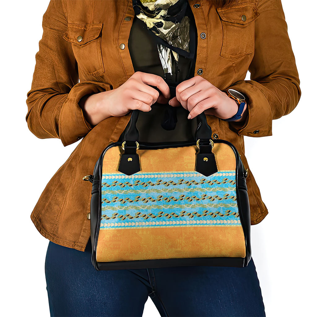 Hawaii Humuhumu Fish Maile Pikake Lei Shoulder Handbag Tribal Tapa Orange Version