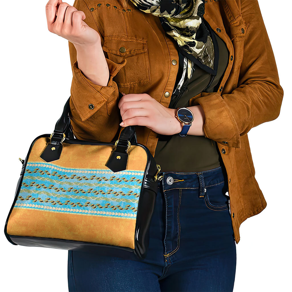 Hawaii Humuhumu Fish Maile Pikake Lei Shoulder Handbag Tribal Tapa Orange Version