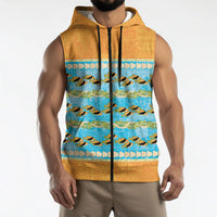 Hawaii Humuhumu Fish Maile Pikake Lei Sleeveless Zip Hoodie Tribal Tapa Orange Version