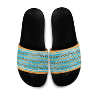 Hawaii Humuhumu Fish Maile Pikake Lei Slide Sandals Tribal Tapa Orange Version
