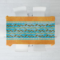 Hawaii Humuhumu Fish Maile Pikake Lei Tablecloth Tribal Tapa Orange Version