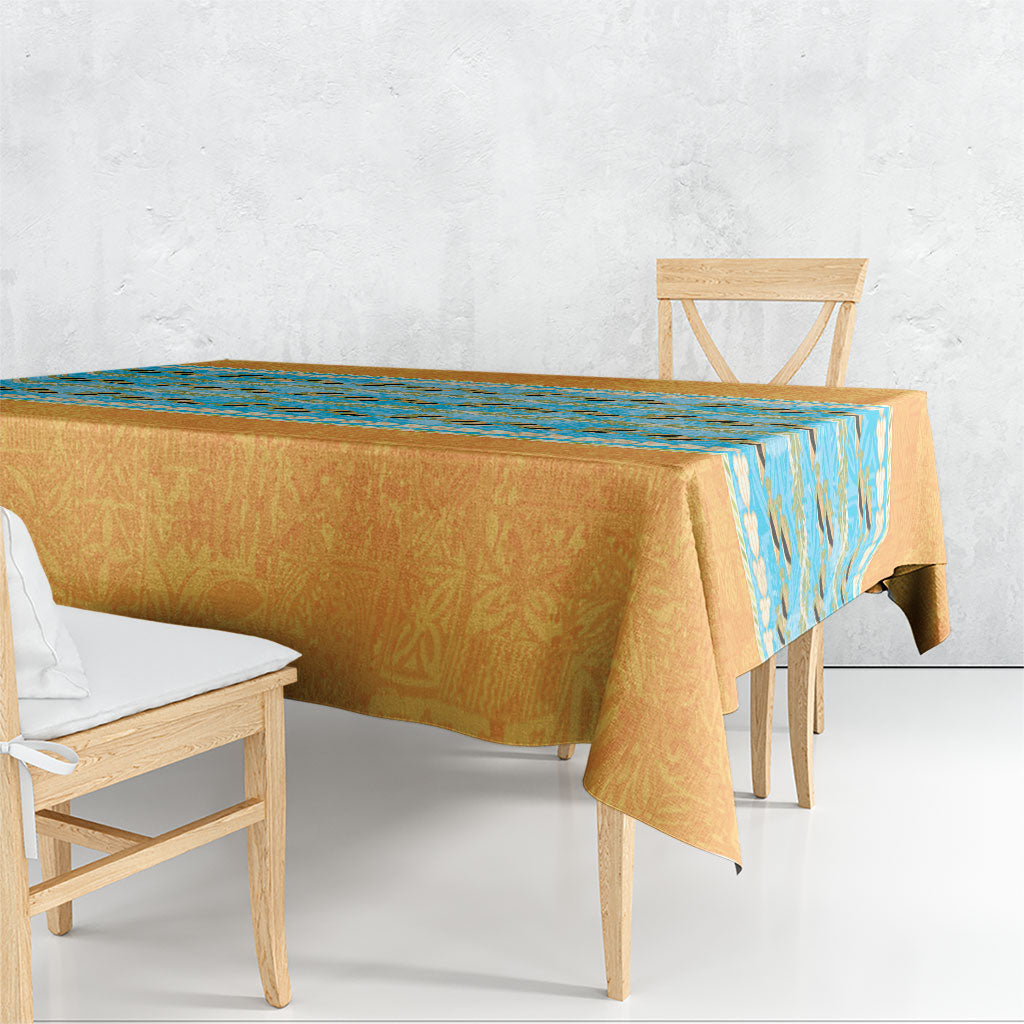 Hawaii Humuhumu Fish Maile Pikake Lei Tablecloth Tribal Tapa Orange Version