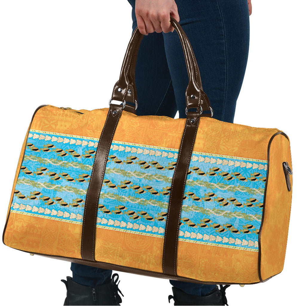Hawaii Humuhumu Fish Maile Pikake Lei Travel Bag Tribal Tapa Orange Version