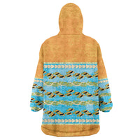 Hawaii Humuhumu Fish Maile Pikake Lei Wearable Blanket Hoodie Tribal Tapa Orange Version