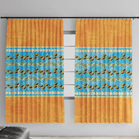 Hawaii Humuhumu Fish Maile Pikake Lei Window Curtain Tribal Tapa Orange Version