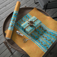 Hawaii Humuhumu Fish Maile Pikake Lei Wrapping Paper Tribal Tapa Orange Version