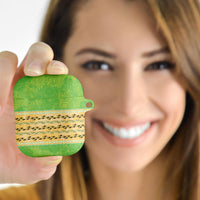 Hawaii Humuhumu Fish Maile Pikake Lei AirPods Case Tribal Tapa Green Version