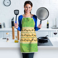 Hawaii Humuhumu Fish Maile Pikake Lei Apron Tribal Tapa Green Version