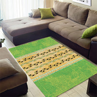 Hawaii Humuhumu Fish Maile Pikake Lei Area Rug Tribal Tapa Green Version