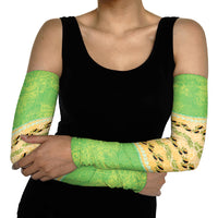 Hawaii Humuhumu Fish Maile Pikake Lei Arm Sleeves Tribal Tapa Green Version