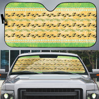 Hawaii Humuhumu Fish Maile Pikake Lei Auto Sun Shade Tribal Tapa Green Version
