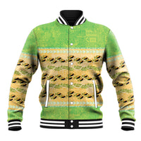 Hawaii Humuhumu Fish Maile Pikake Lei Baseball Jacket Tribal Tapa Green Version