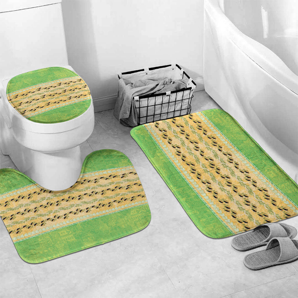 Hawaii Humuhumu Fish Maile Pikake Lei Bathroom Set Tribal Tapa Green Version