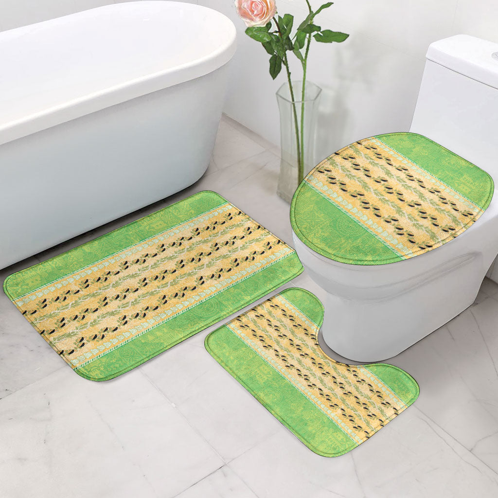 Hawaii Humuhumu Fish Maile Pikake Lei Bathroom Set Tribal Tapa Green Version