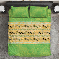 Hawaii Humuhumu Fish Maile Pikake Lei Bedding Set Tribal Tapa Green Version