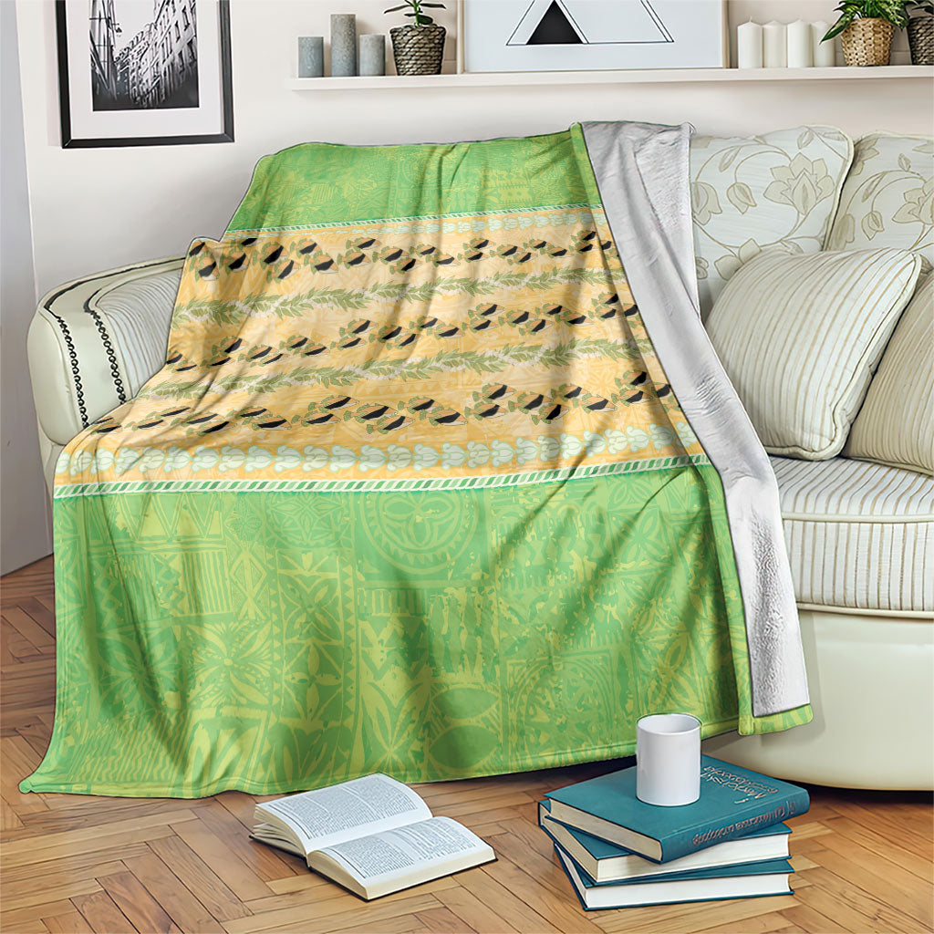 Hawaii Humuhumu Fish Maile Pikake Lei Blanket Tribal Tapa Green Version LT05 Green - Polynesian Pride