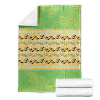 Hawaii Humuhumu Fish Maile Pikake Lei Blanket Tribal Tapa Green Version