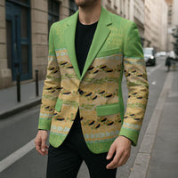 Hawaii Humuhumu Fish Maile Pikake Lei Blazer Tribal Tapa Green Version