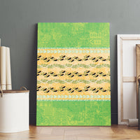 Hawaii Humuhumu Fish Maile Pikake Lei Canvas Wall Art Tribal Tapa Green Version