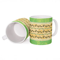 Hawaii Humuhumu Fish Maile Pikake Lei Ceramic Mug Tribal Tapa Green Version