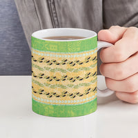 Hawaii Humuhumu Fish Maile Pikake Lei Ceramic Mug Tribal Tapa Green Version