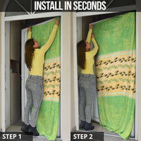 Hawaii Humuhumu Fish Maile Pikake Lei Door Cover Tribal Tapa Green Version