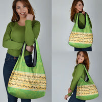 Hawaii Humuhumu Fish Maile Pikake Lei Grocery Bag Tribal Tapa Green Version