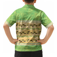 Hawaii Humuhumu Fish Maile Pikake Lei Hawaiian Shirt Tribal Tapa Green Version