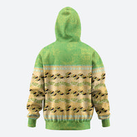 Hawaii Humuhumu Fish Maile Pikake Lei Hoodie Tribal Tapa Green Version