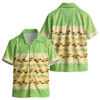 Hawaii Humuhumu Fish Maile Pikake Lei Kid Hawaiian Shirt Tribal Tapa Green Version