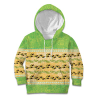 Hawaii Humuhumu Fish Maile Pikake Lei Kid Hoodie Tribal Tapa Green Version