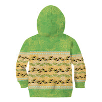 Hawaii Humuhumu Fish Maile Pikake Lei Kid Hoodie Tribal Tapa Green Version