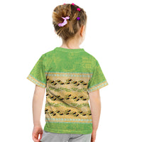 Hawaii Humuhumu Fish Maile Pikake Lei Kid T Shirt Tribal Tapa Green Version