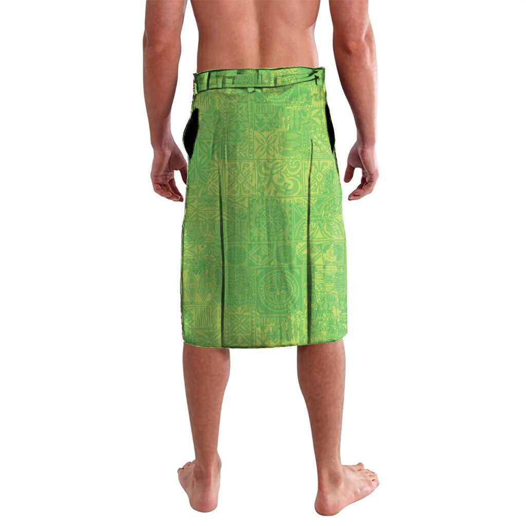 Hawaii Humuhumu Fish Maile Pikake Lei Lavalava Tribal Tapa Green Version