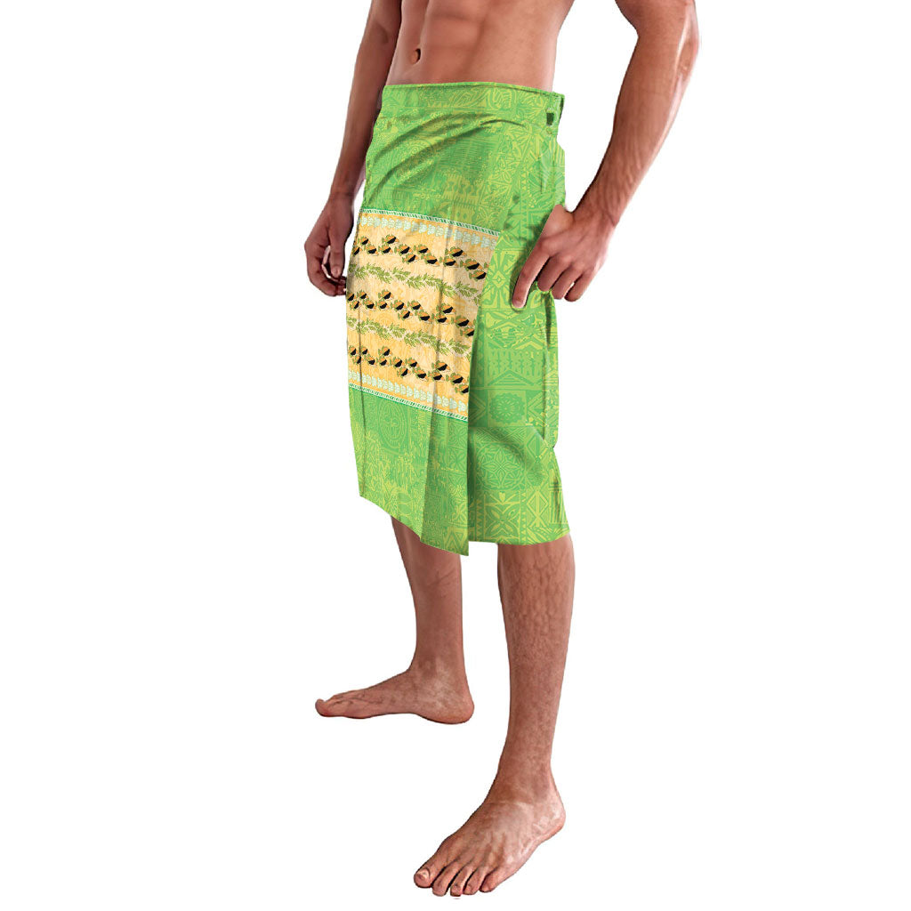Hawaii Humuhumu Fish Maile Pikake Lei Lavalava Tribal Tapa Green Version