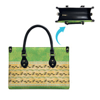 Hawaii Humuhumu Fish Maile Pikake Lei Leather Bag Tribal Tapa Green Version