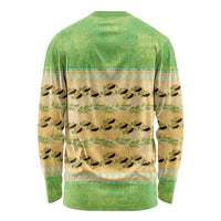 Hawaii Humuhumu Fish Maile Pikake Lei Long Sleeve Shirt Tribal Tapa Green Version