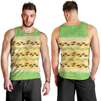 Hawaii Humuhumu Fish Maile Pikake Lei Men Tank Top Tribal Tapa Green Version