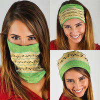 Hawaii Humuhumu Fish Maile Pikake Lei Neck Gaiter Tribal Tapa Green Version