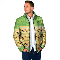 Hawaii Humuhumu Fish Maile Pikake Lei Padded Jacket Tribal Tapa Green Version