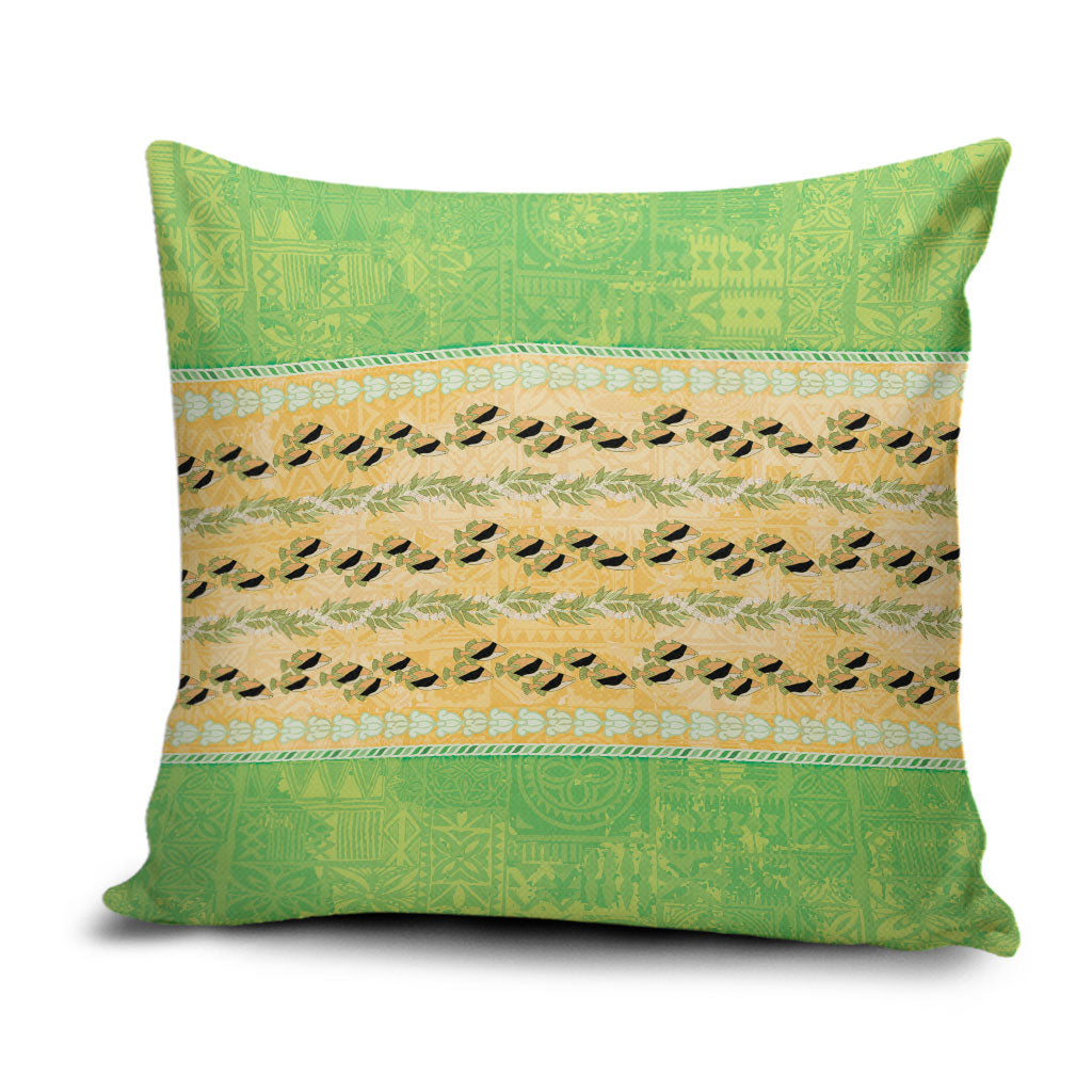 Hawaii Humuhumu Fish Maile Pikake Lei Pillow Cover Tribal Tapa Green Version LT05 Green - Polynesian Pride