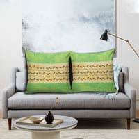 Hawaii Humuhumu Fish Maile Pikake Lei Pillow Cover Tribal Tapa Green Version